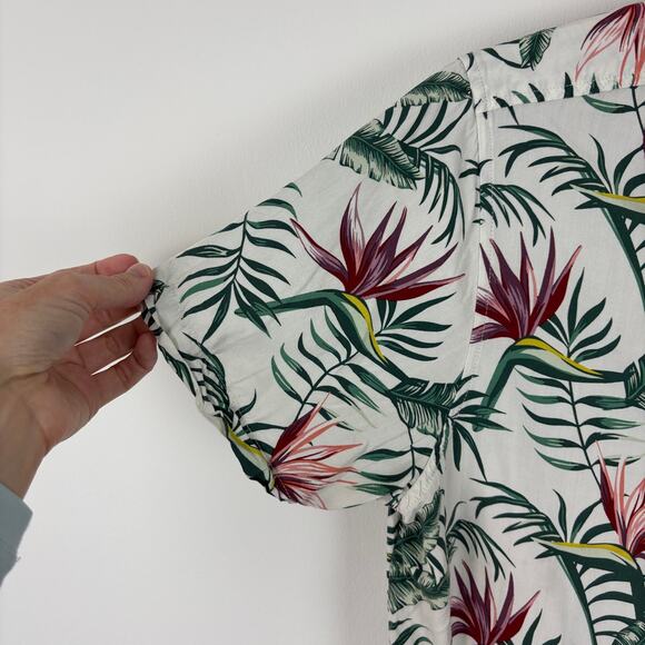 Goodfellow Tropical Hawaiian Shirt Large white green pink resort casual - Picture 5 of 7